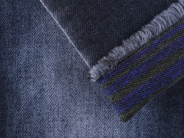 Double Layer Special Denim With Colored Stripe Backside