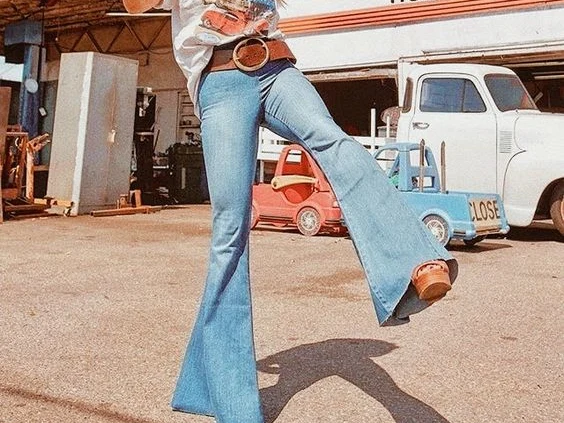 Men Bell Bottom Jeans Flared Denim Pants 60s 70s Vintage Wide Leg Trousers  Blue Slim Fit | Wish