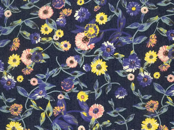 Flower Design in White Discharge or Color Printing