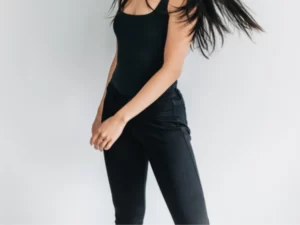 black-coated denim jeans