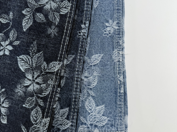 Elegant Floral Jacquard Denim Fabric