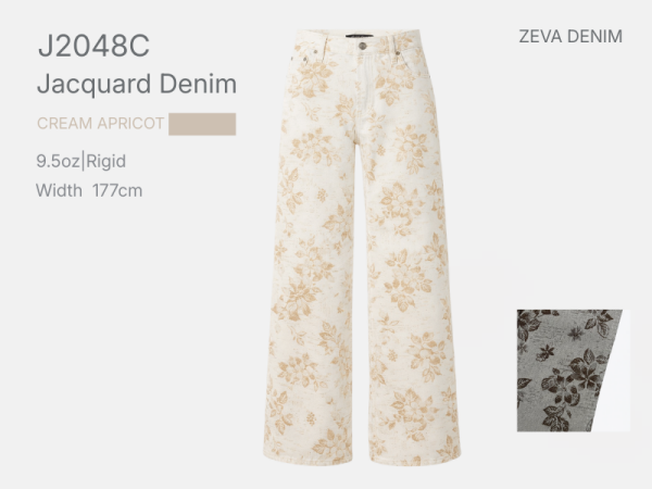 Elegant Floral Jacquard Denim Fabric