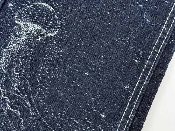 Fashion Jacuqard Denim Fabric With Deep Sea Pattern 1