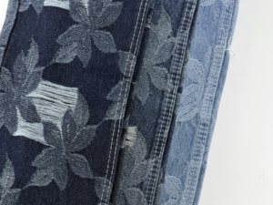 Floral Horizontal Lines Jacquard Denim Wash Effect Comparison
