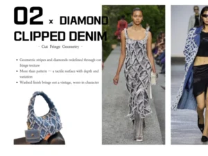 Diamond & Stripe Clipped Denim More Stylish Jacquard Denim For Lady Jean & Kid Jean