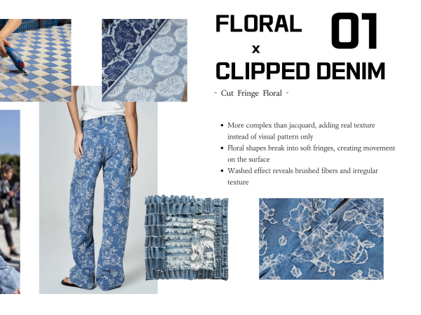 Floral Clipped Denim More Stylish Jacquard Denim For Lady Jean