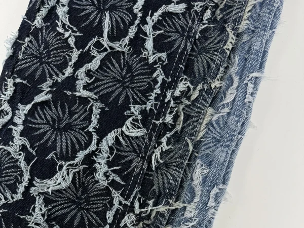 Floral Clipped Denim More Stylish Jacquard Denim For Lady Jean