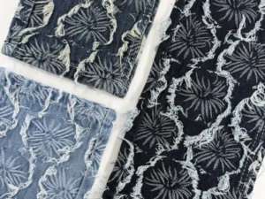Floral Clipped Denim More Stylish Jacquard Denim For Lady Jean