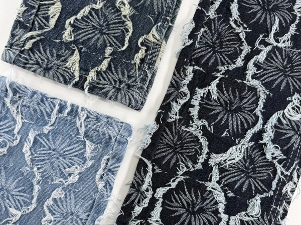 Floral Clipped Denim More Stylish Jacquard Denim For Lady Jean
