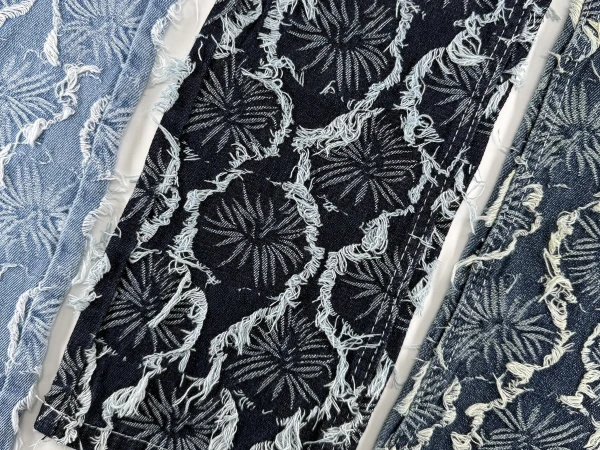 Floral Clipped Denim More Stylish Jacquard Denim For Lady Jean