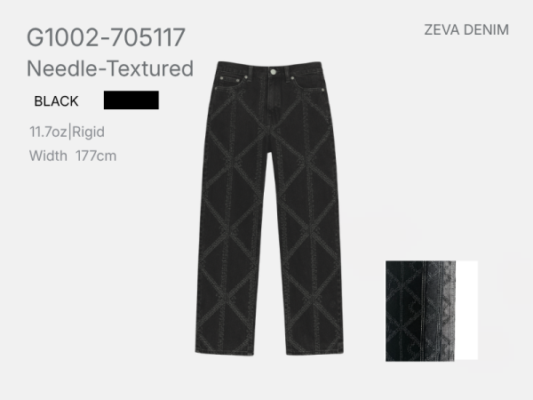 black-needle-punched-denim-jeans-diamond-pattern-jacquard-denim-fabric-11oz-rigid