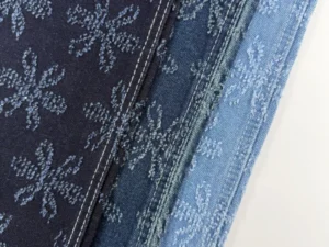 Structured Floral Needle-Punched Denim Fabric