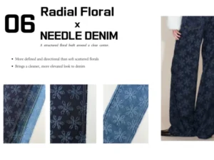 Structured Floral Needle-Punched Denim Fabric