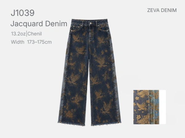 Ascending Crane Flocking Jacquard Denim Tela Ideal for Lady Jacket_