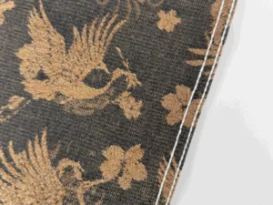 Elegant Ascending Crane Pattern Design in Flocking Jacquard Denim_