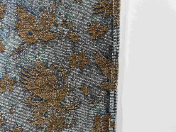 Elegant Ascending Crane Pattern Design in Flocking Jacquard Denim_
