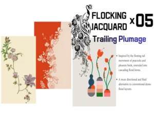 Traling Plumage Special Floral Flocking Jacquard Denim For Lady Jean and Jacket_
