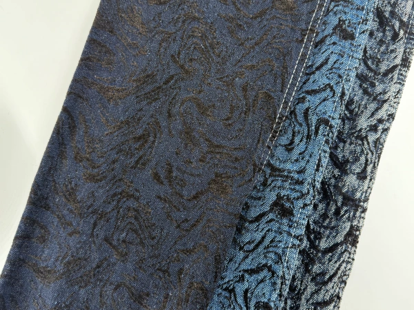 Warped Motion Flocking Jacquard Denim Chenille Jacquard For Baggy Jean _