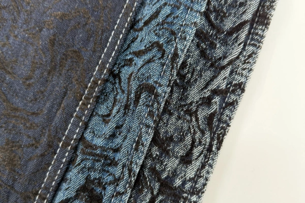 Warped Motion Flocking Jacquard Denim Chenille Jacquard For Baggy Jean