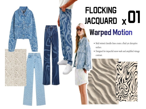 Warped Motion Flocking Jacquard Denim For Men Lady Jean and Jacket_