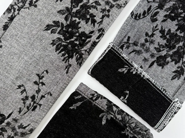Black floral chenille jacquard denim fabric manufacturer in China for premium women's denim collections