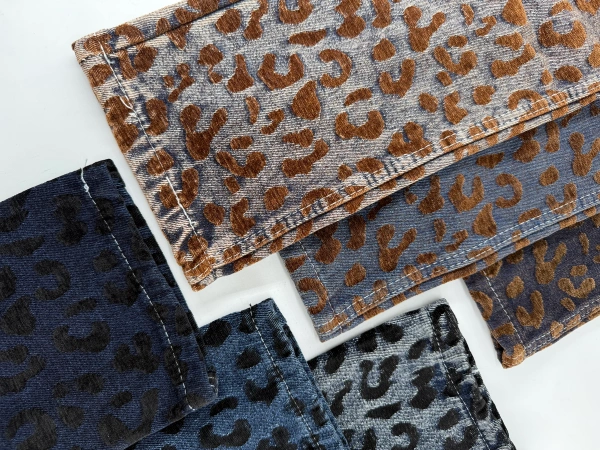 Leopard chenille jacquard denim fabric J2078 Textured Predator for jackets jeans and fashion outerwear